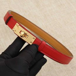 Women Designer Belt Tight Belts Red Waistband All-Match Waist Belt High-Quality Locking Buckle Vintage Fashion Genuine Leather