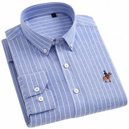 mens Butt Down Classic Oxford Lg Sleeve Shirts Vertical Striped Busin Dr Shirt Comfortable Casual Standard Fit Shirts R22D#