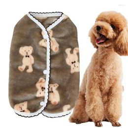 Dog Apparel Winter Fabric Sweater Warm Cute Pet Sweaters Flannel Vest Reversible Jacket Clothes With Bear Print