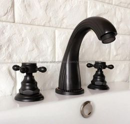 Bathroom Sink Faucets Oil Rubbed Bronze Widespread Basin Faucet Dual Handle 3 Holes Mixer Taps Deck Mounted Nhg061