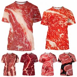nuovo Fi divertente carne fresca di manzo stampa 3D T-shirt uomo e donna casual a maniche corte girocollo T-shirt Top X6zG #