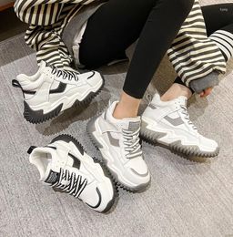 Casual Shoes Dad's Women's 2024 Autumn Tall Sports And Versatile Matsutake Thick Sole High Top Little White