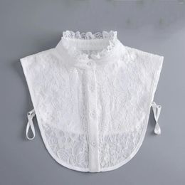 Bow Ties Elegant Stand Fake Collar Lace Embroidery Shirt Blouse Tops Detachable Collars Half False Clothing Accessories