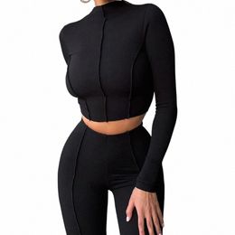 women Lg Sleeve Bodyc Jumpsuit Autumn Bright Line Decorati Butt-lifted Lady Tracksuit Crop Top Pants Suit Sexy Club Outfit Z0A5#