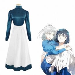 anime Howl's Moving Castle Cosplay Sophie Hatter Costume Lg Dr apr Women maid Halen Costume 80yp#