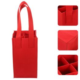 Gift Wrap 4 Bottle Wine Carrier Tote Bag Divider Handle Felt Storage Reusable Grocery Bags Portable