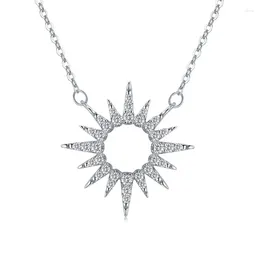 Chains S925 Sterling Silver Classic Full Diamond Sunflower Necklace For Women In Europe And America Cross Border Luxury Plating