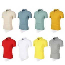 Summer short-sleeved Polo shirt casual breathable high quality top 210g long staple cotton double yarn texture solid color lapel