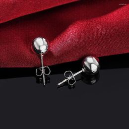Stud Earrings 8-10MM Simple Beads Studs Earring 925 Sterling Silver For Man Women Holiday Gifts Street All-match Party Jewellery