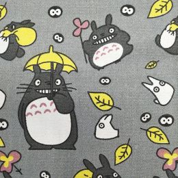 Fabric Beautiful Thick Cat Canvas Cotton Fabric for Bag Cartoon Totoro Printed Canvas Cloth Patchwok Sewing Material Diy Sofa/Shoes