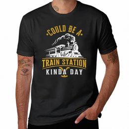 new Could Be A Train Stati Kind of Day Funny Vintage T-Shirt anime Oversized t-shirt plain t-shirt mens plain t shirts c4wu#