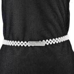 Belts Imitation Pearl Waist Chain Women's Elastic Belt With Diamond Decoration Fashion Girdle Skirt Dress Clothing