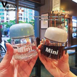 Gravestones 150ml Small Glass Water Bottles Portable Cute Mini Heat Resistant Water Cup for Kids Student Drinking Bottle with Hand Rope Cups