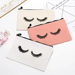 Storage Bags 6PCS Canvas Makeup Pouch Cosmetic Bag Bulk Travel Make Up Toiletry Case With Zippered Pocket For Women Mother's Day Gift