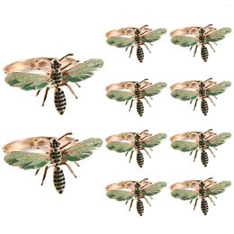 Baking Moulds 10Pcs Dragonfly Napkin Buckle Ring Alloy Green Insect Drip Diamond Paper Towels Holder