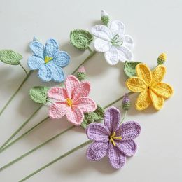 Decorative Flowers Crocheted Artificial Flower Bouquets Handmade Knitted Fake DIY Home Wedding Party Decorations Gifts Pography Props