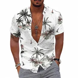 2023 Cocut Tree Shirts For Men 3d Printed Men's Hawaiian Shirt Beach 5xl Short Sleeve Fi Tops Tee Shirt Man Blouse Camisa H61p#