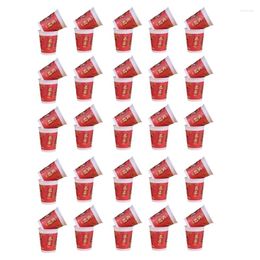 Disposable Cups Straws Y1UU 50Pcs Dragon Year Disposables Paper Chinese Festival Decorative Cup