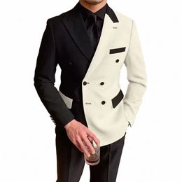 colour Matching Suits for Men Latest Design Peak Lapel Double Breasted 2 Piece Ccert Casual Wedding Tuxedo Costume Homme 2023 R3Ln#