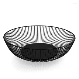 Plates Wrought Iron Fruit Basket Metal Wire Round Openwork Drain Bowl Storage