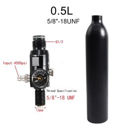 Equipment 0.5L Aluminium Tank 5/8"18 UNF Air Bottle 3000Psi 200Bar HPA Compressed Air Co2 Cylinder Bottle Tank Regulator Valve