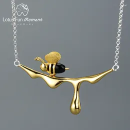 Pendants Lotus Fun Moment Bee And Dripping Honey Pendant Necklace Real 925 Sterling Silver Creative Designer Fine Jewelry For Women Gift