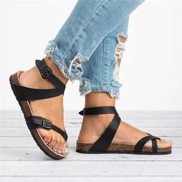 Sandals Womens Summer New 2021 Roman Gladiator Shoulder Buckle Beach 35-43 H240328Q6W5