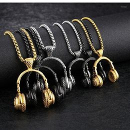 Pendant Necklaces Rock DJ Music Headphone Necklace Fashion Stainless Steel Men Women Hip Hop Headset Party Cool Jewelry199t