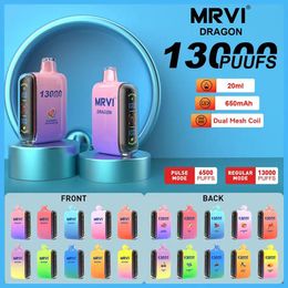 MRVI DRAGON 13000 13k Puffs Free Shipping Disposable E Cigarette Vape Device With Rechargeable 650mAh Battery 20ml Display Pod 1300puff 6500 Dual Mode Display