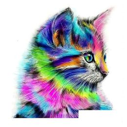 Diamond Painting Diy For Adts And Kids Gifts Fl-Sn Paint-By-Number Art Kits As Home Store Or Office Wall Decoration - Cat Drop Deliver Dh73T