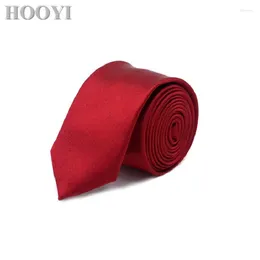 Bow Ties HOOYI Neck For Men Solid Colour Polyester Slim Tie 40 Colours Wedding 5cm Width Mariage Necktie