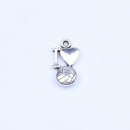 New fashion silver copper retro I Love Volleyball Pendant Manufacture DIY Jewellery pendant fit Necklace or Bracelets charm 500pcs l286t