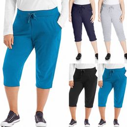 women's Plus Size Drawstring Stretch Shorts Yoga Pants Sweatpants, French Shorts Women's Shorts Sweatpant k28B#