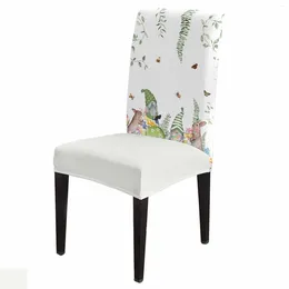 Chair Covers Easter Spring Egg Gnome Tulip Flower Cover Set Kitchen Stretch Spandex Seat Slipcover Home Dining Room