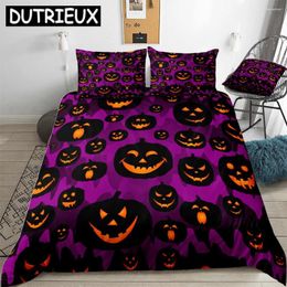 Bedding Sets Halloween Pumpki Duvet Cover Set Cartoon Purple Beds Home Textiles Microfiber For Boys Kids