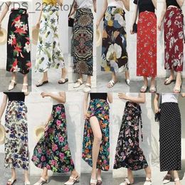 Skirts Skorts Women Floral Print Chiffon Long Skirt Summer New Stylish Midiskirt One-Piece Lace-up Wrap Holiday Suntan Beach Sexy yq240328