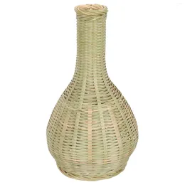 Vases Bamboo Vase Decorative Basket Flower Arrangement Woven Container Plant Farmhouse Home Pastoral Style Vintage