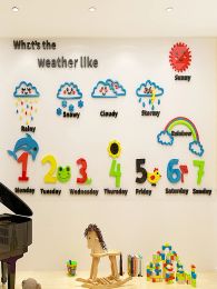 Stickers Creative Weather 3D ThreeDimensional Acrylic Custom Children's Training Class English Classroom Layout Decoration Stick