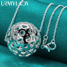 Pendants URMYLADY 925 Sterling Silver Ball 16-30 Inch Pendant Necklace For Women Wedding Engagement Fashion Jewellery