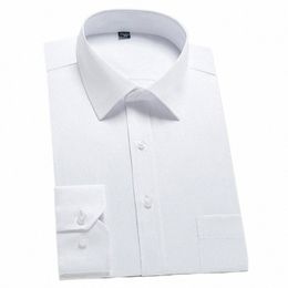 men's Classic Lg Sleeve Standard-fit Dr Shirts Formal Busin Social Simple Basic Design White Work Office Casual Shirt 11wK#