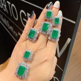 Necklace Earrings Set LJDZSW 2024 925 Sterling Silver Emerald Pendant Ring Earring Women Luxury Wedding Party Fine Jewellery Friends Gift