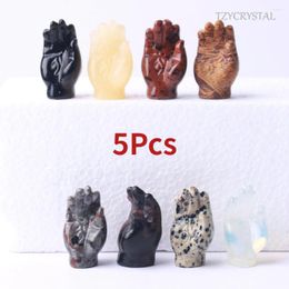 Decorative Figurines 5Pcs Crystal Fatima's Hand Body Protection Ornament Exorcism DIY Jewelry Mineral Crafts