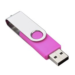 Usb Flash Drives Pink Metal Rotating 32Gb 2.0 Pen Drive Thumb Storage Enough Memory Stick For Pc Laptop Book Tablet Drop Delivery Comp Otnrq