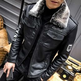 Men's Leather Faux Leather 2023 Men Jacket Winter Faux Fur Coat Casual Motor PU Leather Male Spring Autumn Solid Colour Vintage Pele Overcoat leather Jacket 240330