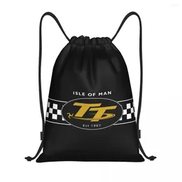 Shopping Bags Custom Isle Of Man Racing Motorcycle Drawstring Bag For Training Yoga Backpacks Men Women Sports Gym Sackpack