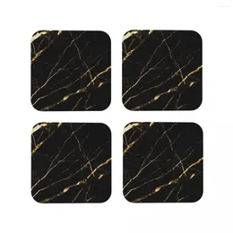 Table Mats Black Marble Coasters PVC Leather Placemats Waterproof Insulation Coffee For Decor Home Kitchen Dining Pads Set Of 4