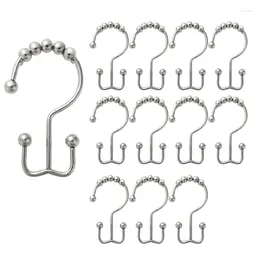 Shower Curtains Curtain Hook Ring Rustproof Metal Double Slide For Bathroom Rod