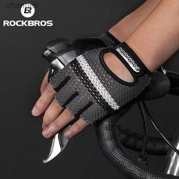 Tactical Gloves ROCKBROS Half Finger Cycling Anti-slip Sport Exercise Gym Fitness For Women Men Bicycle Accessories YQ240328