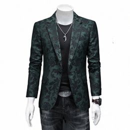 british Style Luxury Jacquard Blazers Men Clothing 2022 Busin Slim Fit Casual Suit Coat Men Groom Wedding Suit Printed Blazer g841#