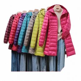 women Reflective Skirt Down Jacket 2023 New Arrivlas Female Ultra Light Weight Hooded Lg Puffer Coat Plus Size 5XL 6XL 7XL 63ZN#